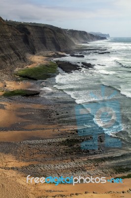 Beautiful Rocky Beach Of Magoito, Located In Sintra, Portugal Stock Photo