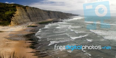 Beautiful Rocky Beach Of Magoito, Located In Sintra, Portugal Stock Photo