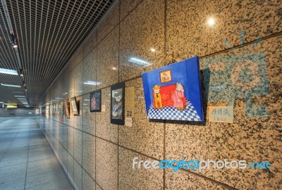 Beautiful Scene Of Painting Image In The Mrt Station, Taipei, Ta… Stock Photo
