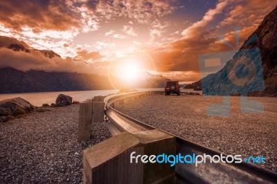 Beautiful Scenic ,look Out Of Lake Wakatipu Queenstown South Island New Zealand Stock Photo