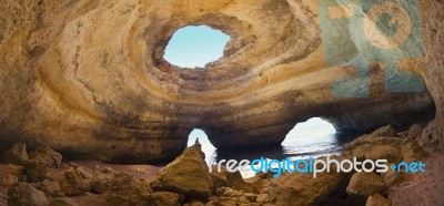 Beautiful Sea Cave Located On Benagil Stock Photo