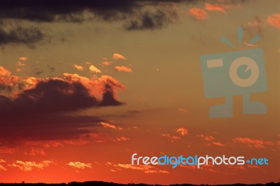 Beautiful Sky On The Sunset Stock Photo