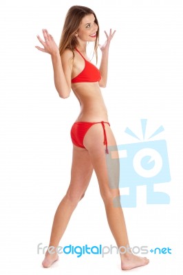 Beautiful Smiling Bikini Girl Stock Photo