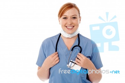 Beautiful Smiling Nurse, Isolated On White Stock Photo