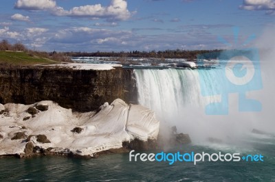 Beautiful Snow Near The Niagara Falls Stock Photo