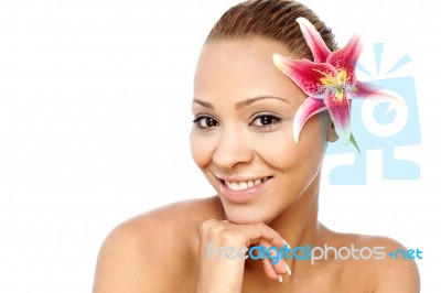 Beautiful Spa Woman With Glowing Skin Stock Photo