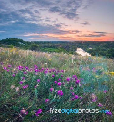 Beautiful Spring Sunset Stock Photo