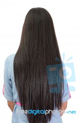 Beautiful Straight Long Hair Stock Photo