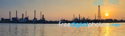 Beautiful Sun Rising Scene With Oil ,gas Refinery Industry Estat… Stock Photo