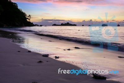 Beautiful Sunrise At The Beach Stock Photo