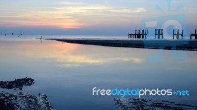 Beautiful Sunrise Under Water Stock Photo