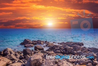 Beautiful Sunset Above The Sea Stock Photo