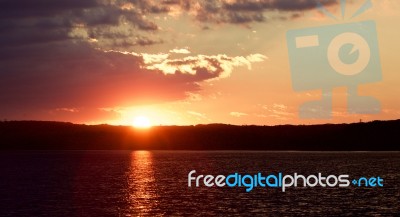 Beautiful Sunset On The Lake Stock Photo