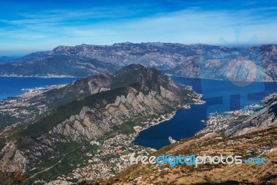 Beautiful View Of Boka Kotorska Zaliv, Montenegro Stock Photo