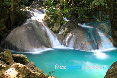 Beautiful Waterfall At Erawan National Park In Kanchanaburi ,tha… Stock Photo