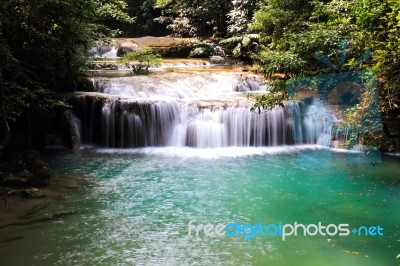 Beautiful Waterfall At Erawan National Park In Kanchanaburi ,tha… Stock Photo