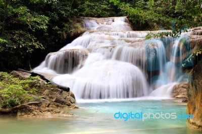 Beautiful Waterfall At Erawan National Park In Kanchanaburi ,tha… Stock Photo