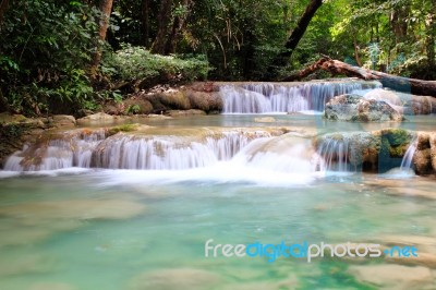 Beautiful Waterfall At Erawan National Park In Kanchanaburi ,tha… Stock Photo