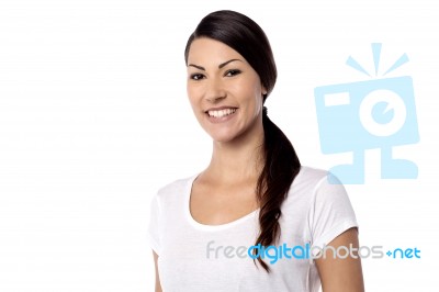 Beautiful Woman Flashing A Warm Smile Stock Photo