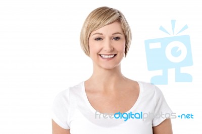 Beautiful Woman Posing Over White Stock Photo