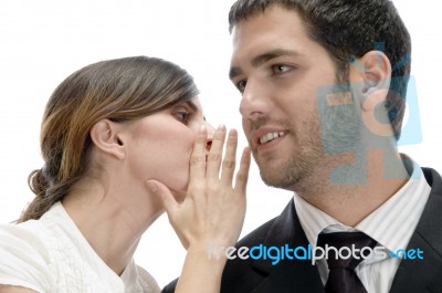 Beautiful Woman Telling Something To Man Stock Photo