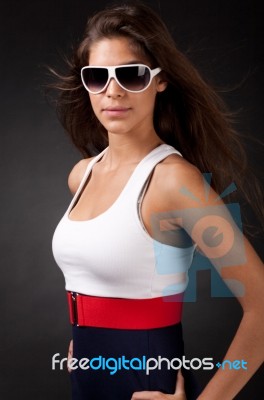 Beautiful Woman Wearing Glasses Stock Photo