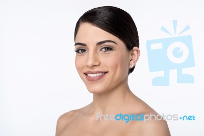 Beautiful Woman With Bare Shoulders Stock Photo