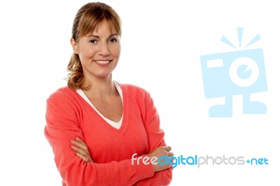 Beautiful Woman With Folded Arms Stock Photo