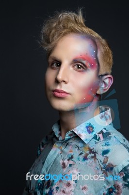 Beautiful Young Man With Modern Hairstyle Stock Photo