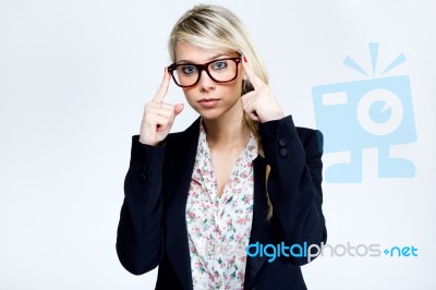 Beautiful Young Teacher Woman Thinking Stock Photo