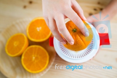 Beautiful Young Woman Preparing Breakfast At Home Stock Photo