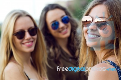 Beautiful Young Women In The Street Stock Photo