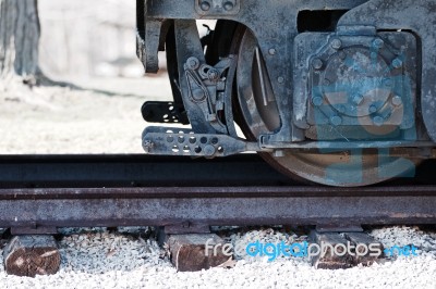 Beautiul Background With The Old Rusty Train Wheels Stock Photo