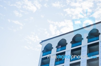 Beauty Blue Sky Behind The Building Stock Photo