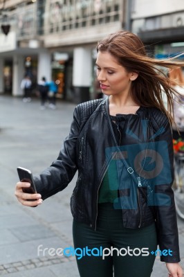 Beauty Teenager Taking A Selfie Stock Photo