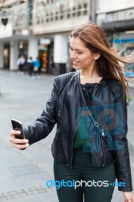 Beauty Teenager Taking A Selfie Stock Photo