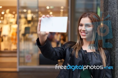 Beauty Teenager Taking A Selfie Stock Photo