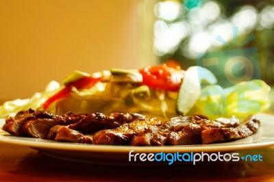 Beef Fajitas With Salad Stock Photo