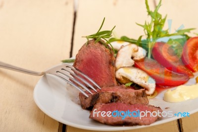 Beef Filet Mignon Grilled With Vegetables Stock Photo