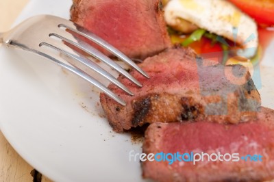 Beef Filet Mignon Grilled With Vegetables Stock Photo