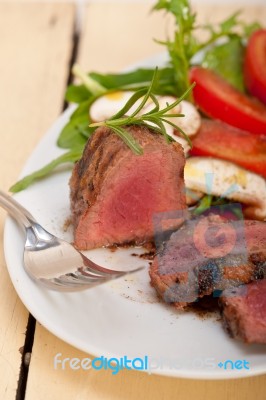 Beef Filet Mignon Grilled With Vegetables Stock Photo