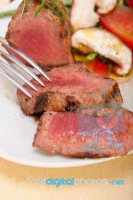 Beef Filet Mignon Grilled With Vegetables Stock Photo