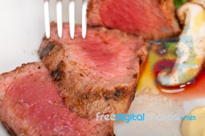 Beef Filet Mignon Grilled With Vegetables Stock Photo