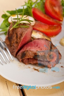 Beef Filet Mignon Grilled With Vegetables Stock Photo