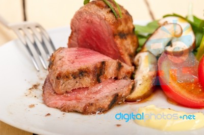 Beef Filet Mignon Grilled With Vegetables Stock Photo