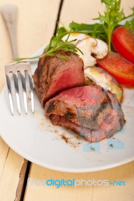 Beef Filet Mignon Grilled With Vegetables Stock Photo