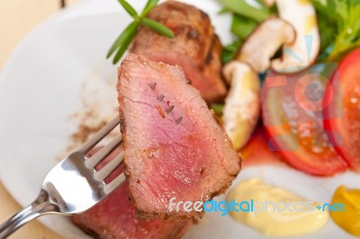 Beef Filet Mignon Grilled With Vegetables Stock Photo