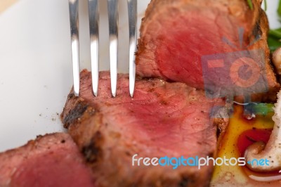 Beef Filet Mignon Grilled With Vegetables Stock Photo