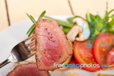 Beef Filet Mignon Grilled With Vegetables Stock Photo