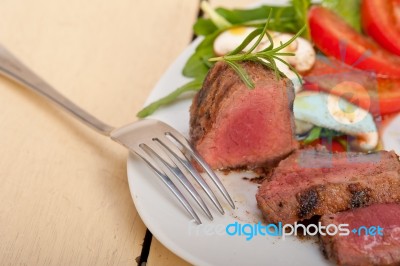 Beef Filet Mignon Grilled With Vegetables Stock Photo